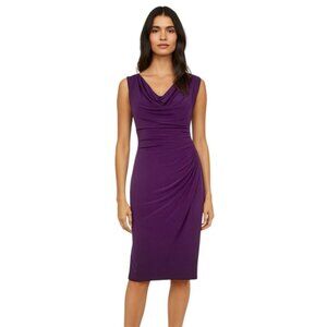 NWT Lauren Ralph Lauren Purple Cowl Neck Sleeveless Midi Dress